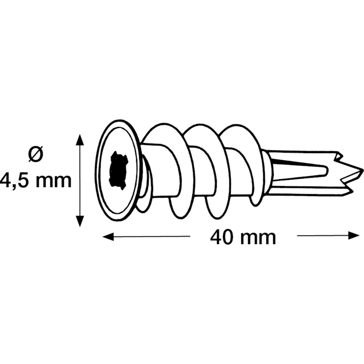 100 stk Plugs Drill DP-2 40 mm hvid (100)
