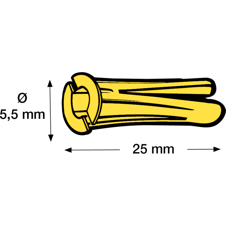 7000 stk PLUGS KP 5,5x25 mm-7000 XXL Gul