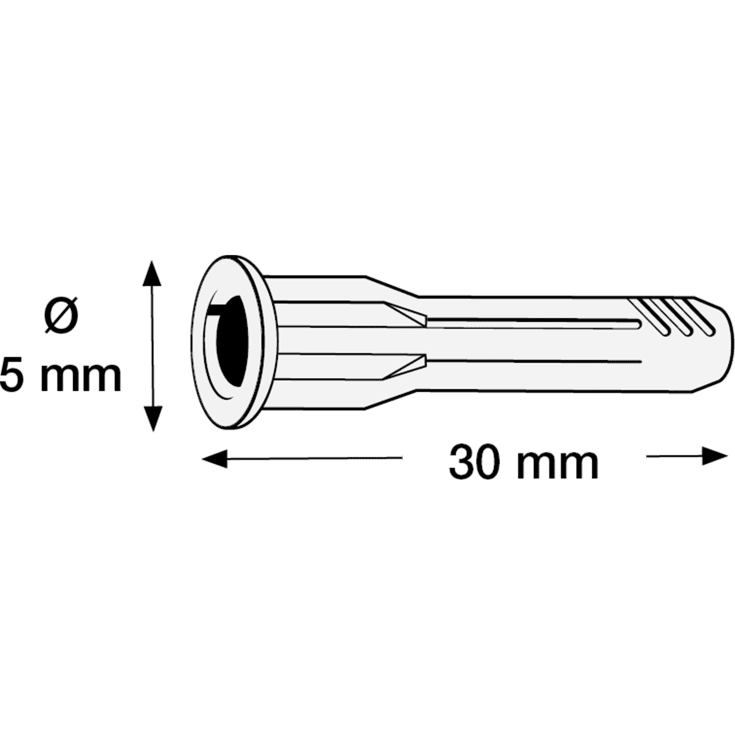 1000 stk PLUGGER UNI UPK5 5X30MM-100 GRÅ