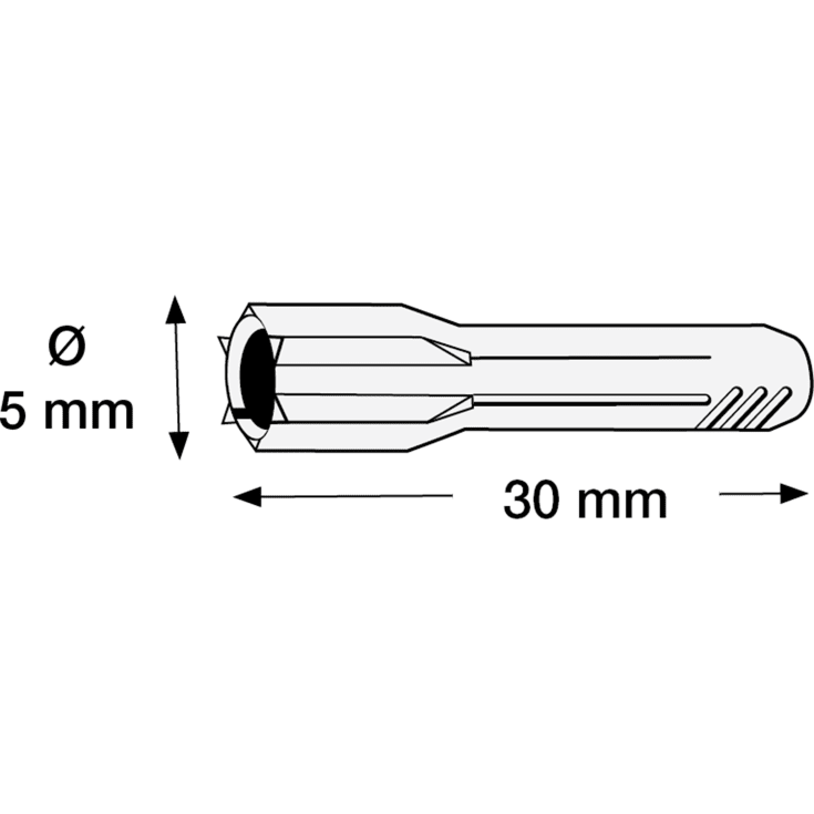 1000 stk PLUGGER UNI UP5 5X30MM-100 GRÅ