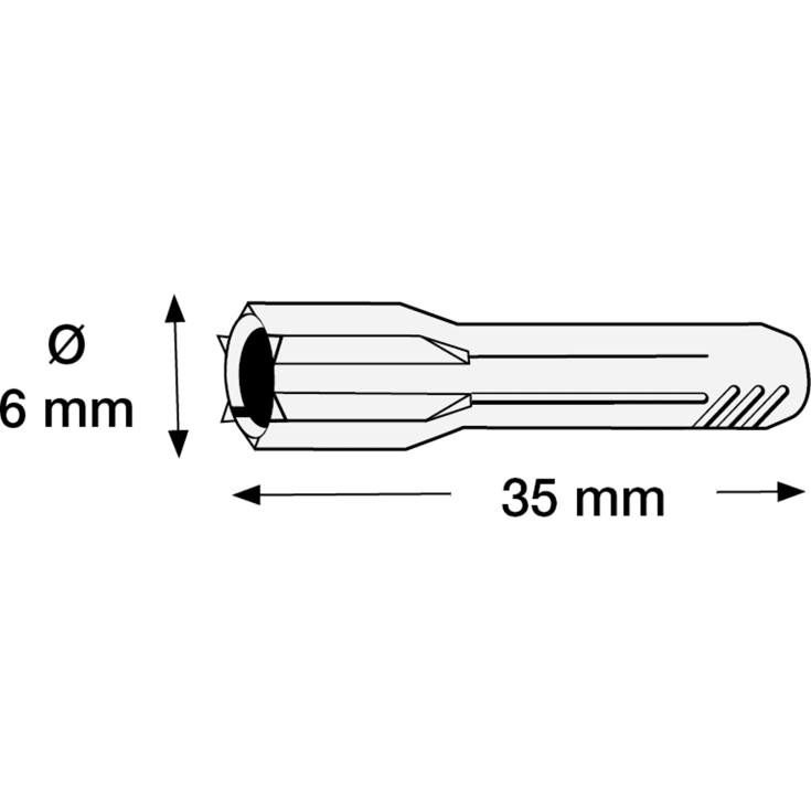 100 stk Plugs Uni UP6 6x35 mm uden krave grå (100)