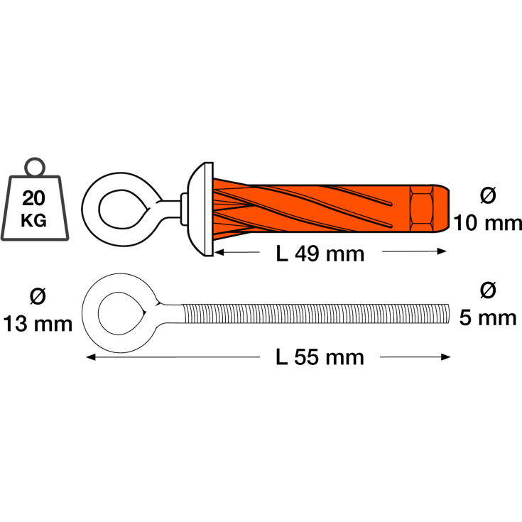 250 stk STILLE STELLA 5X55MM RØDT ØYE