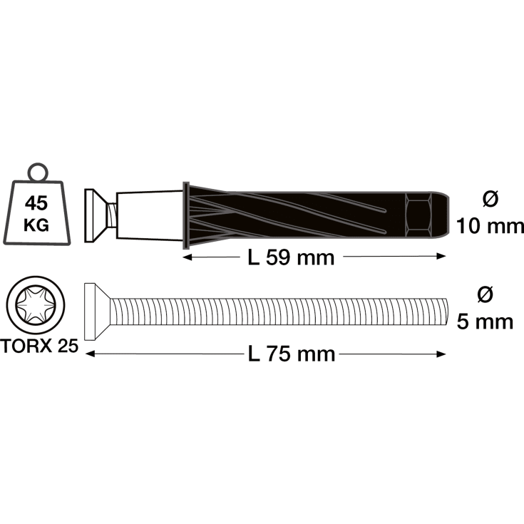 250 st KOPPLING STELLA 5X75MM SO COLLUM