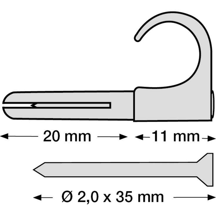 100 stk Plugs Clips 8-12/35 mm grå (100)