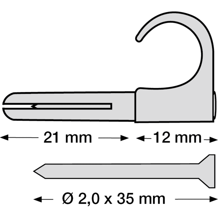 100 stk Plugs Clips 10-14/35 mm grå (100)