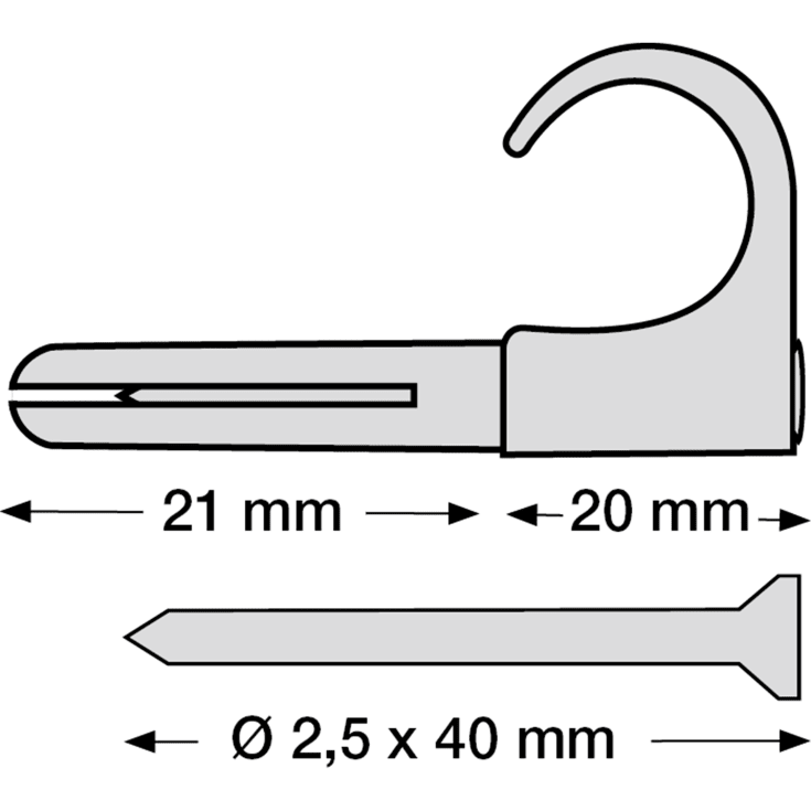 100 stk Plugs Clips 14-18/40 mm grå (100)