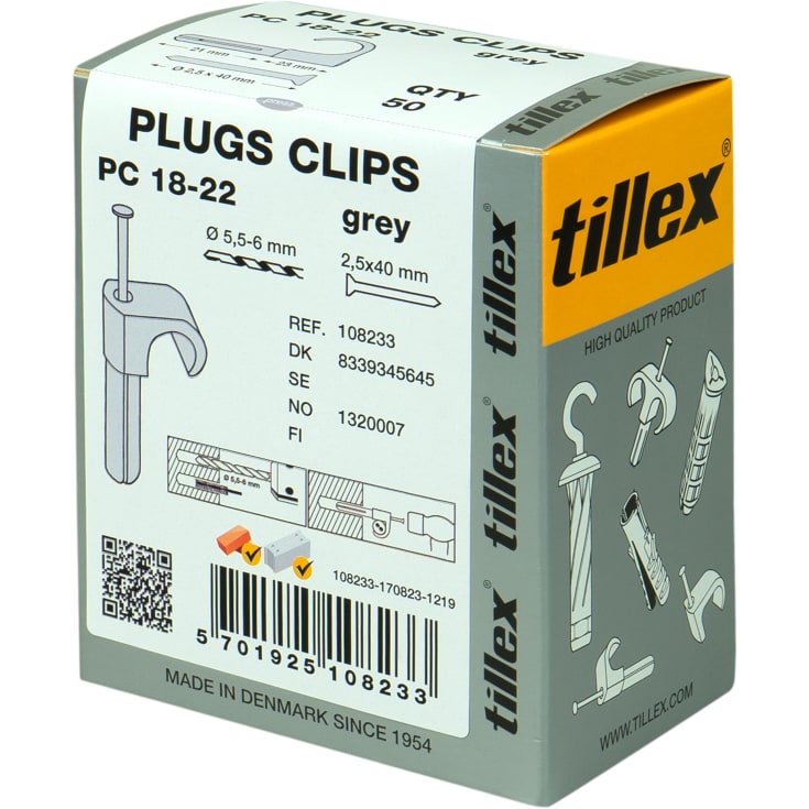 50 stk Plugger Klemmer 18-22/40 mm grå (50)