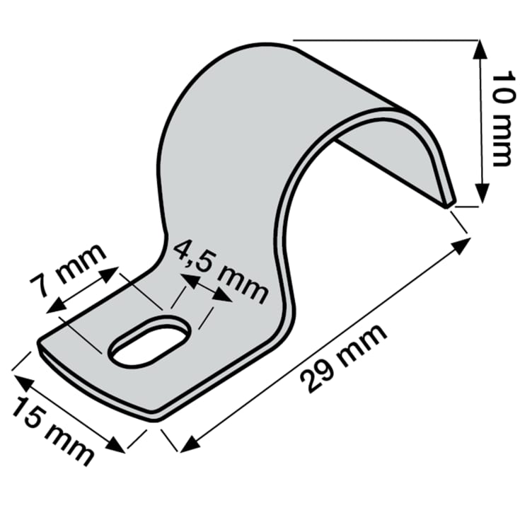 100 stk Kabelbøjle MB 10 mm, 1-lap, rustfrit stål, A2, AISI 304 (100)