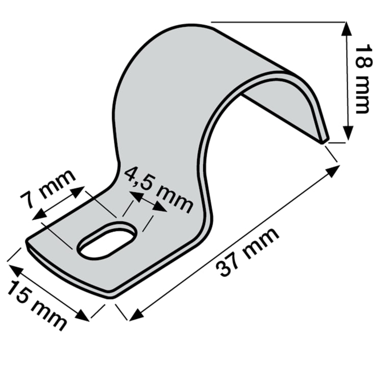 1000 stk Kabelbøjle MB 18 mm, 1-lap, rustfrit stål, A2, AISI 304 (100)