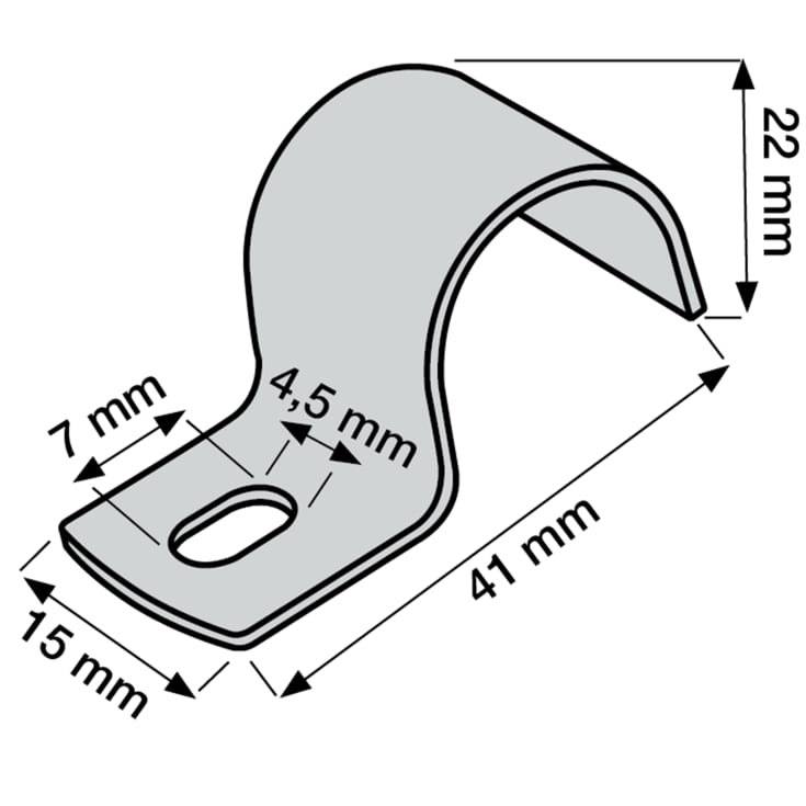 1000 stk Kabelbøjle MB 22 mm, 1-lap, rustfrit stål, A2, AISI 304 (100)