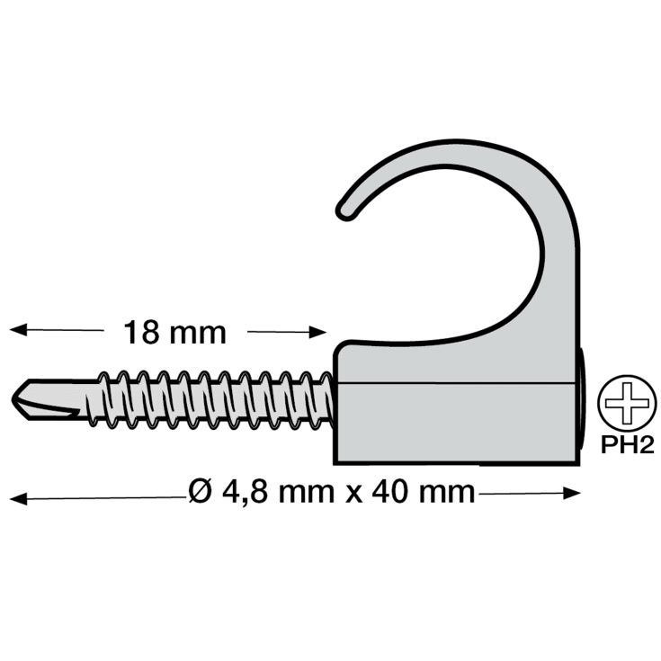 500 stk Drill Clips DC-C4 18-22, PH2, 4,8 x 40 mm, grå (50)
