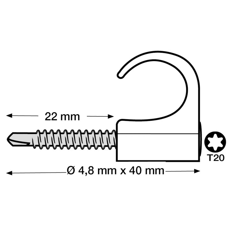100 stk Drill Clips DC-C4 14-18, TX20, 4,8 x 40 mm, hvid (100)