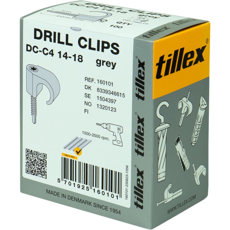 100 stk Drill Clips DC-C4 14-18, TX20, 4,8 x 40 mm, grå (100)