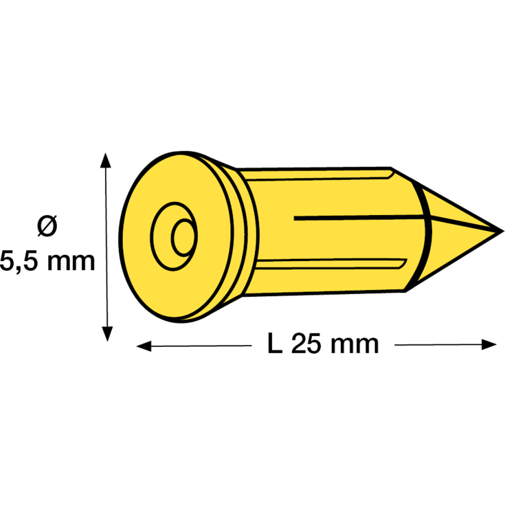 100 stk Sømplugs 5,5x25 mm gul (100)