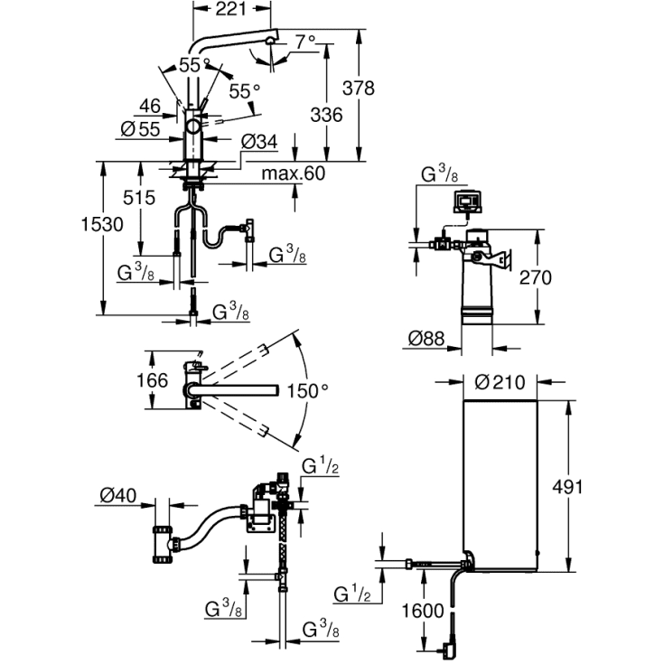 Grohe Red Duo L køkkenarmatur, kogende vand, krom