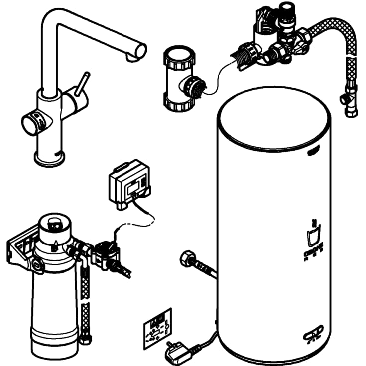 Grohe Red Duo L kjøkkenarmatur, kokende vann, stål