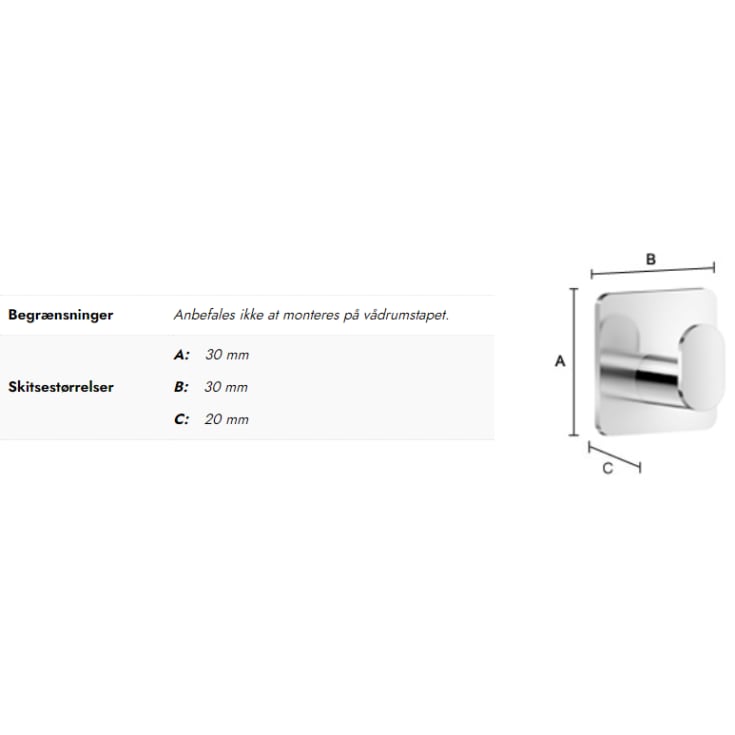 Beslagsboden Cube håndklædekrog, krom