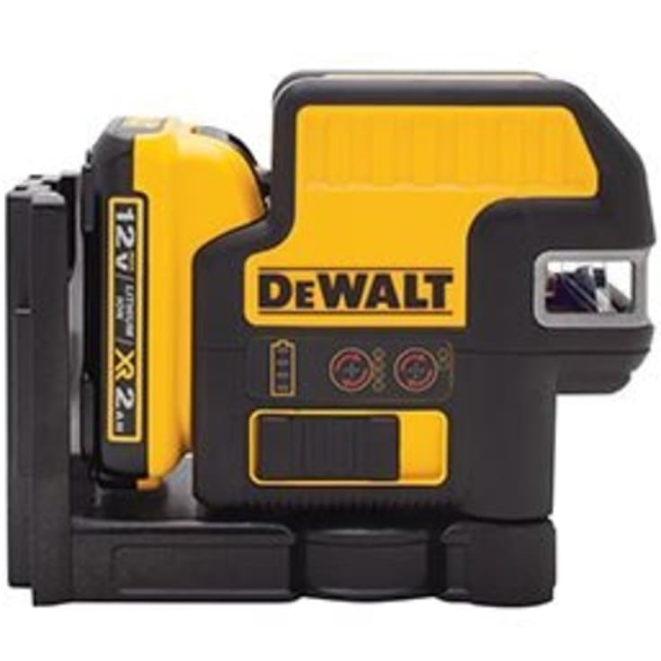 DeWalt DW088CG-XJ krydslinjelaser, grøn, med vægbeslag og batterier