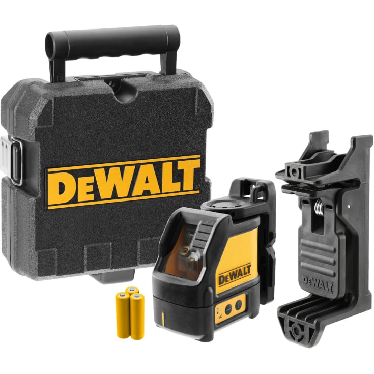 DeWalt DW088CG-XJ krydslinjelaser, grøn, med vægbeslag og batterier