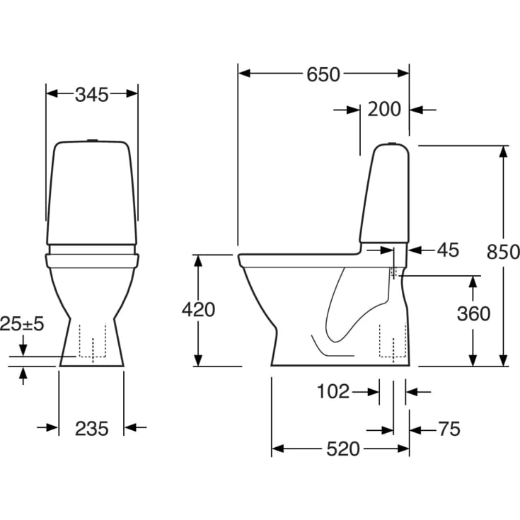 Gustavsberg Oceanic 6600 toilet, hvid