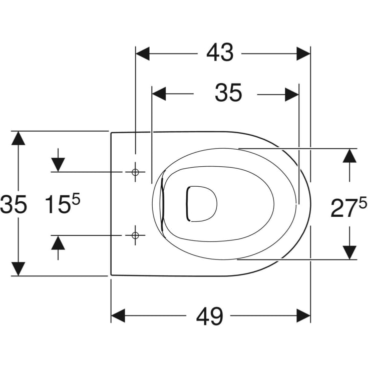 Geberit iCon vegghengt toalett, kompakt, uten spylekant, hvit
