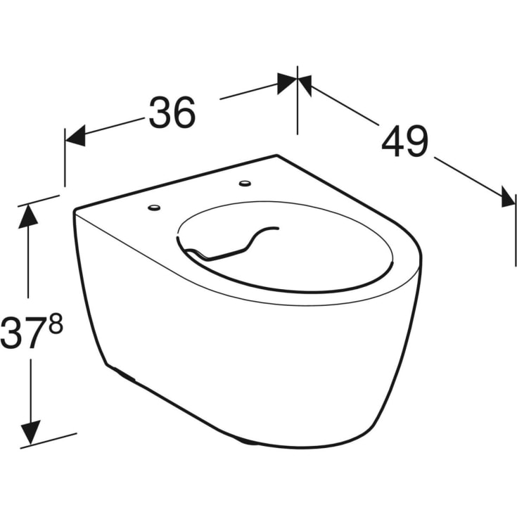 Geberit iCon vegghengt toalett, uten spylekant, rengjøringsvennlig, hvit