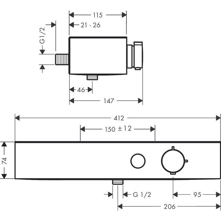 Hansgrohe ShowerTablet Select brusearmatur, krom