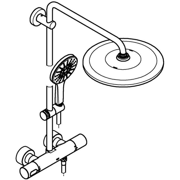 Grohe Rainshower System termostatbatteri 2hul m/hoved/håndbr mes