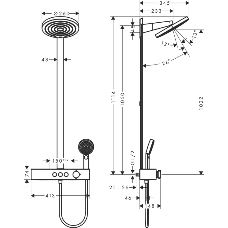 Hansgrohe Pulsify S duschset, matt vit