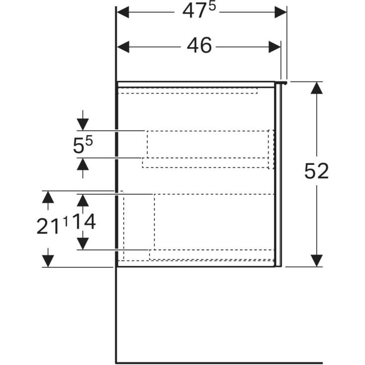 Geberit Acanto sideskab, 45,2x47,5 cm, mat hvid
