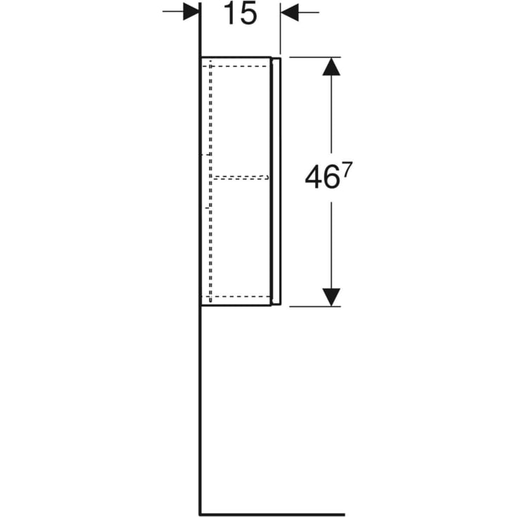Geberit Acanto overskab, 45x15 cm, hvid glas