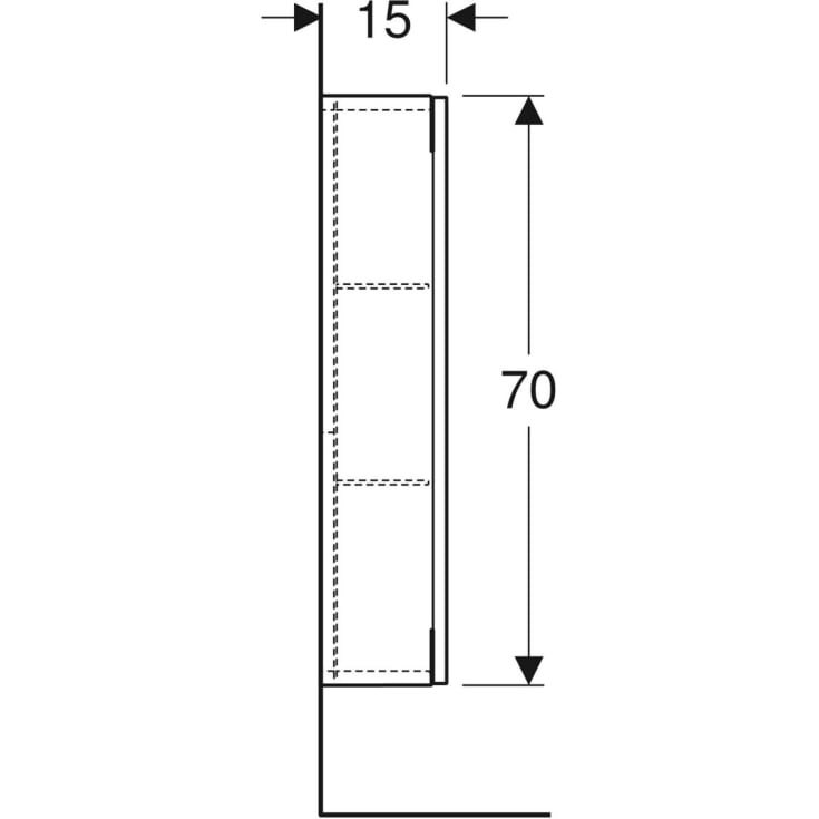 Geberit Acanto veggskap, 45x15 cm, hvitt glass