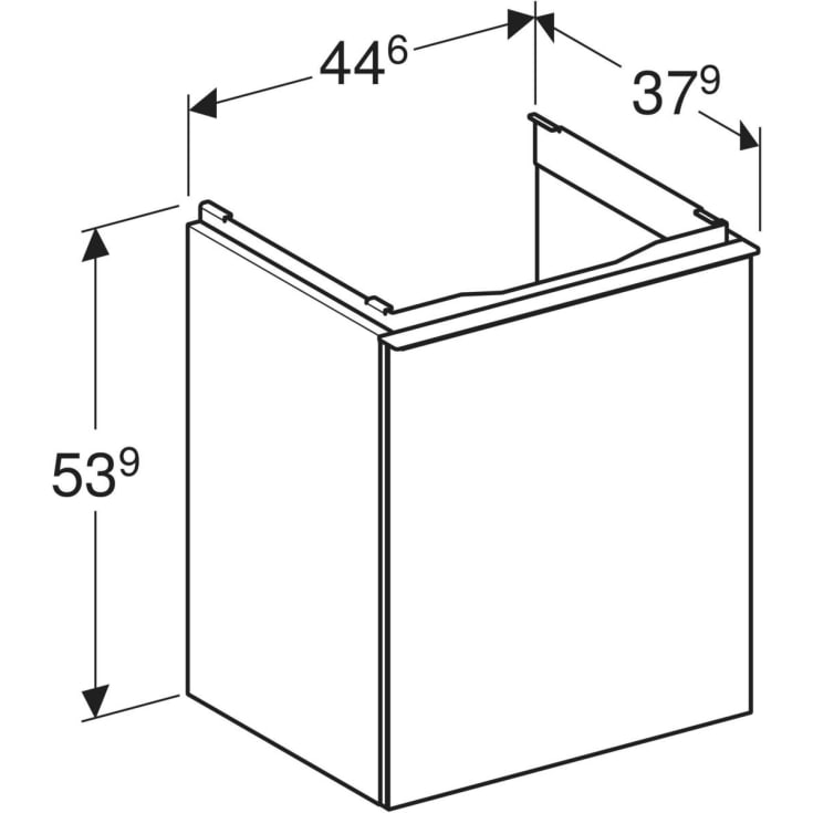 Geberit Acanto tvättställsunderskåp, 44,6x37,9 cm, grått glas