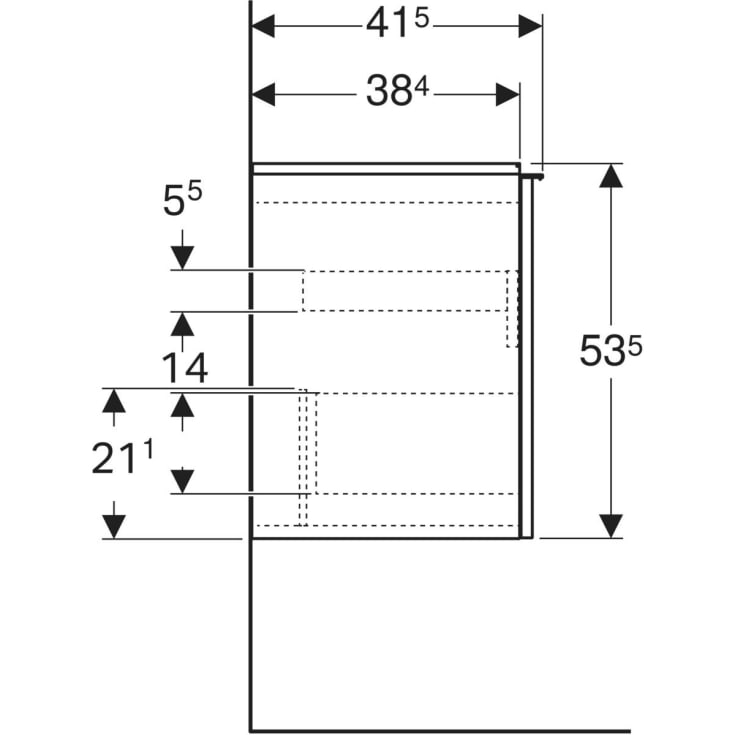 Geberit Acanto underskab, 74x41,5 cm, grå glas