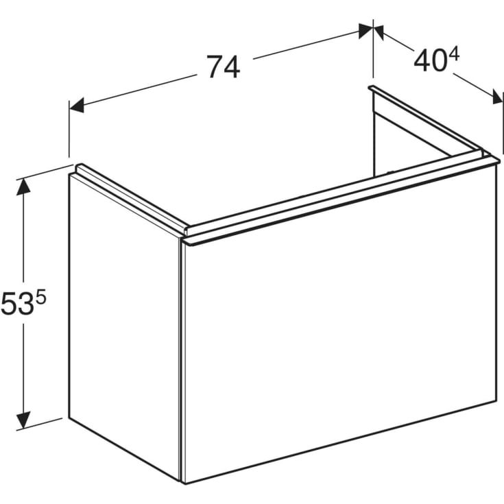 Geberit Acanto underskab, 74x41,5 cm, grå glas