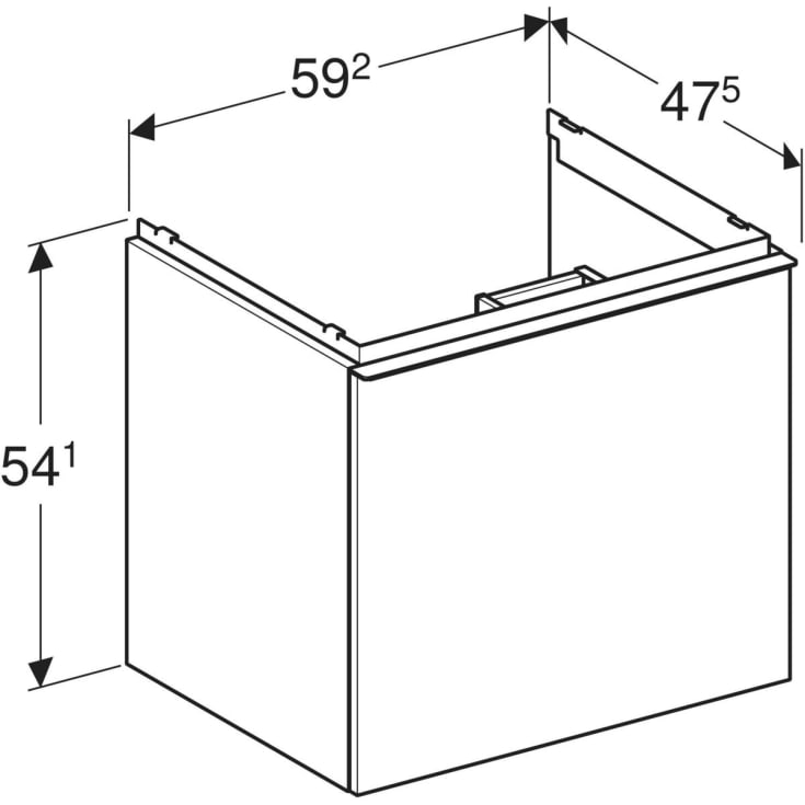 Geberit Acanto underskab, 59,2x47,5 cm, mat grå