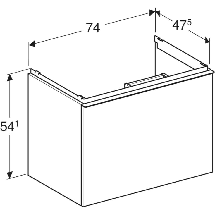 Geberit Acanto servantskap, 74x47,5 cm, valnøtt