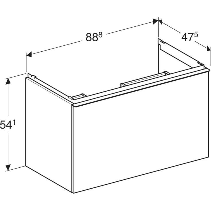 Geberit Acanto underskab, 88,8x47,5 cm, mat grå