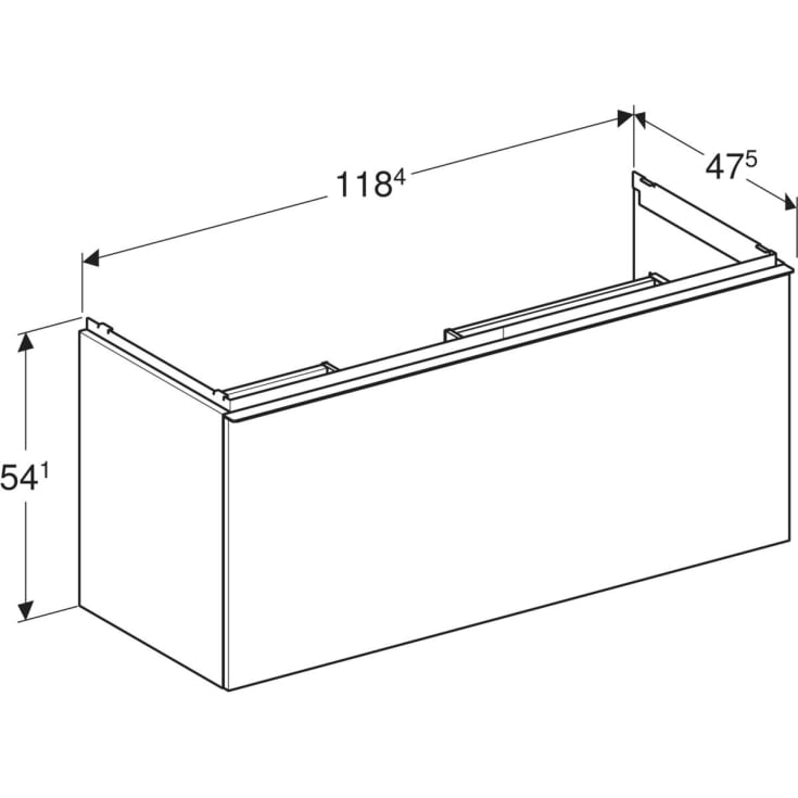 Geberit Acanto underskab, 118,4x47,5 cm, eg