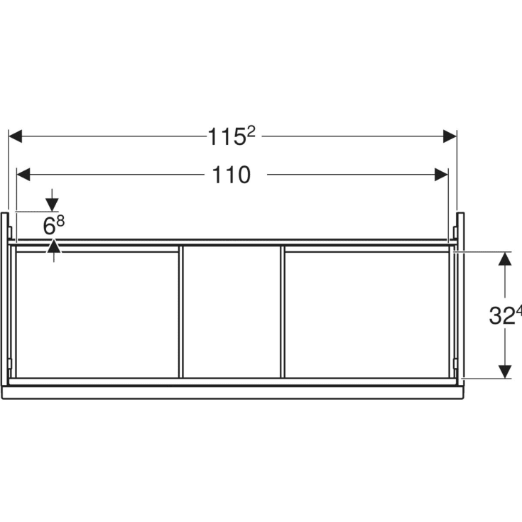 Geberit Acanto underskab, 118,4x47,5 cm, nøddetræ