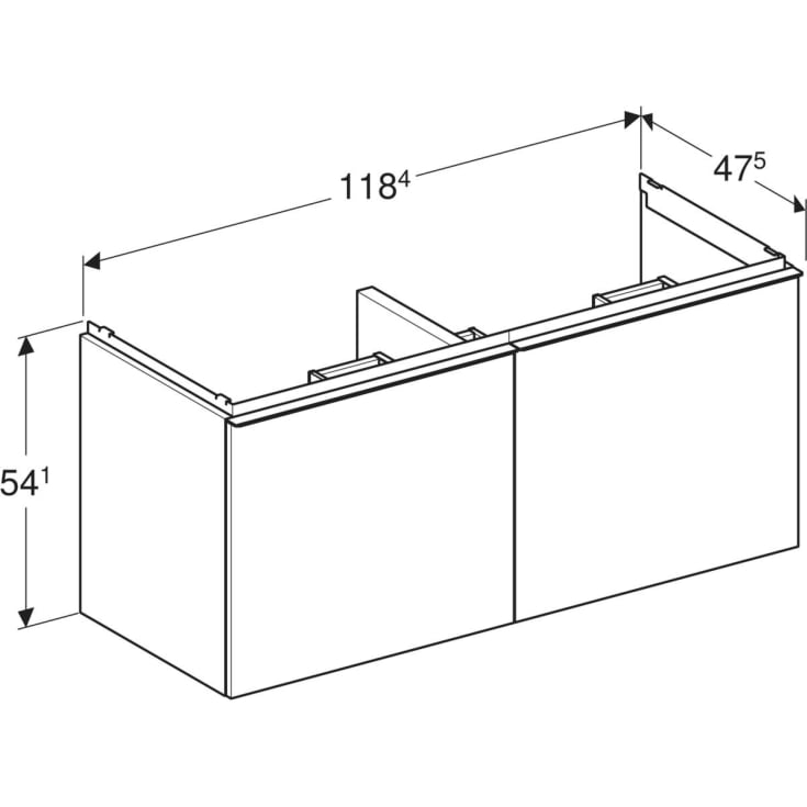 Geberit Acanto underskab, 118,4x47,5 cm, hvid højglans