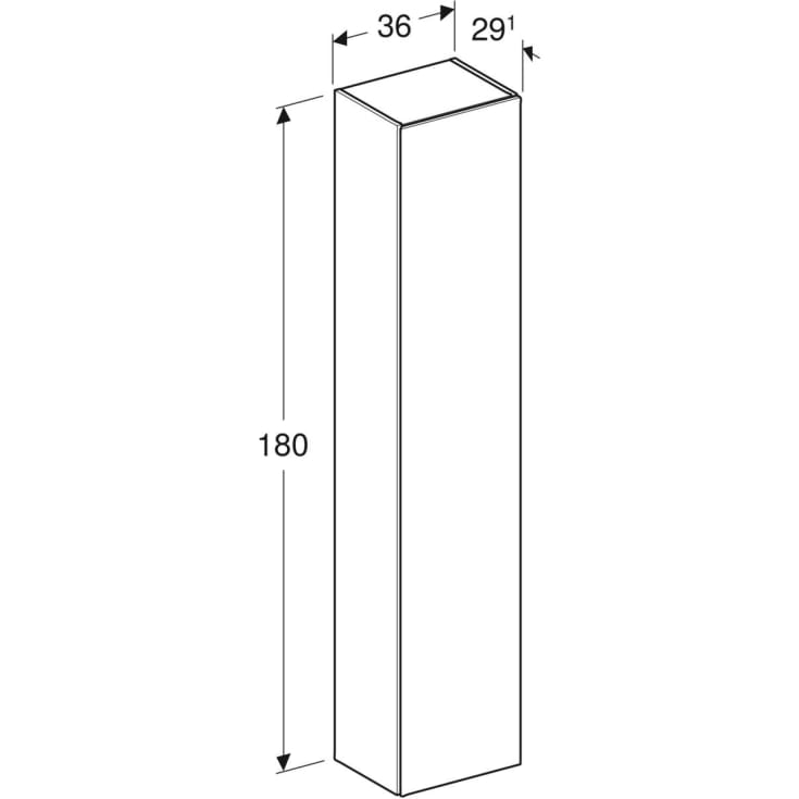 Geberit Acanto højskab, 36x180 cm, grå glas