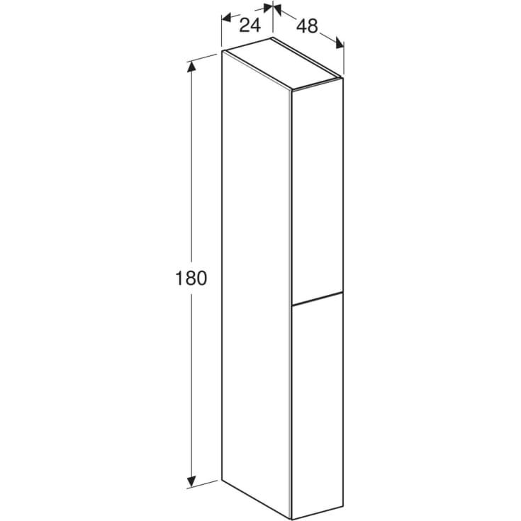 Geberit Acanto højskab, 24x180 cm, hvid glas