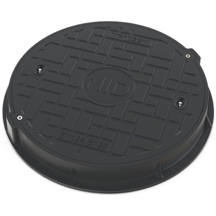 NID fast karm med dæksel, til Ø600 mm opføringsrør, 12,5 ton, komposit
