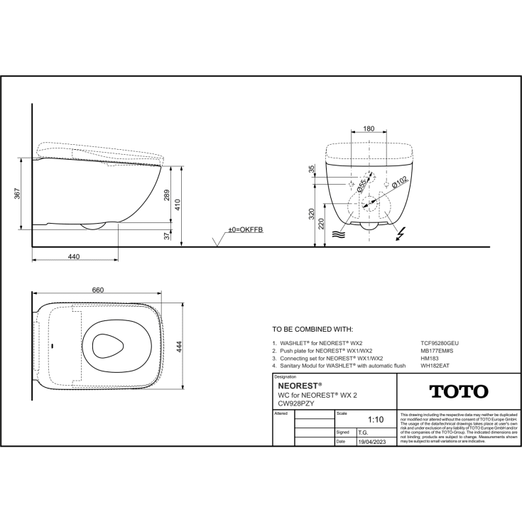 Toto Neorest WX2 Washlet duschtoalett, utan spolkant, rengöringsvänlig, vit