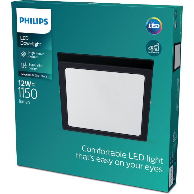 Philips myLiving Magneos taklampe, 2700K, 21x21 cm, svart