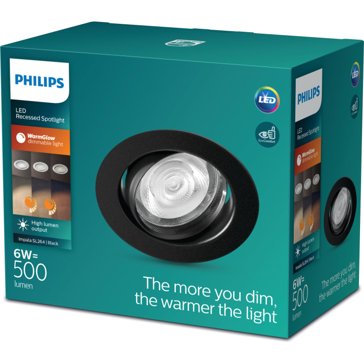 Philips myLiving Impala indbygningsspot, sort, 1-pak
