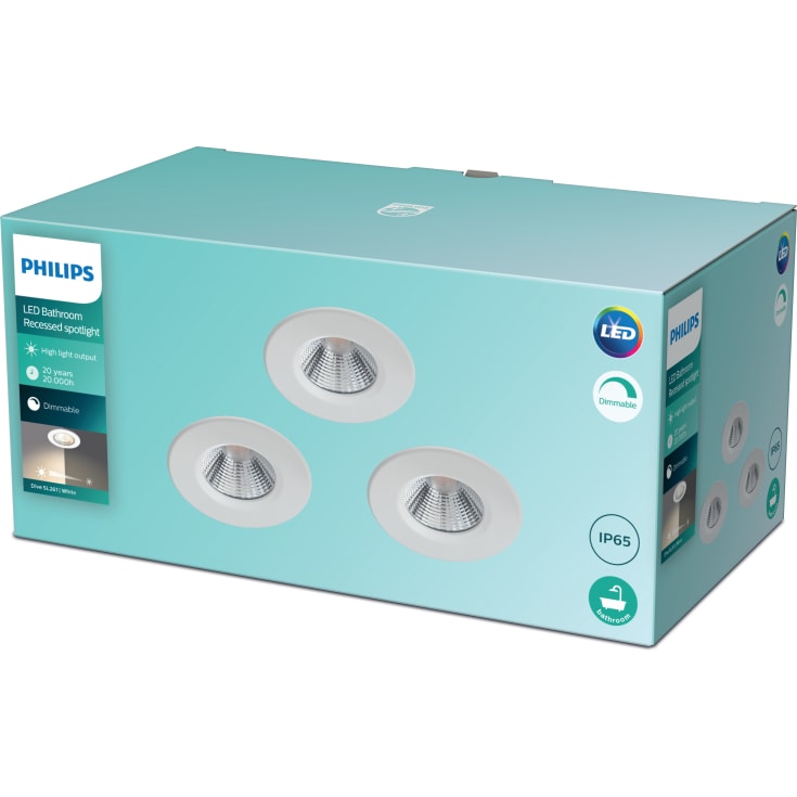 Philips myLiving Dive downlight, hvit, 3-pak