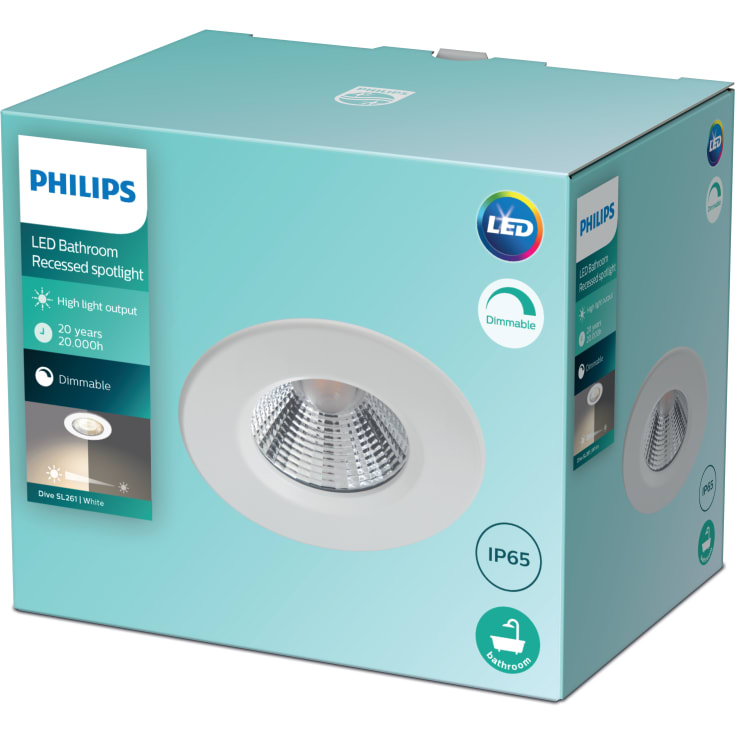Philips myBathroom Dive indbygningsspot, hvid, 1-pak