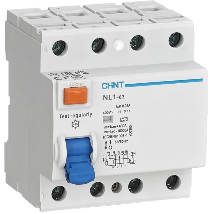 Fejlstrømsafbryder, 400V 63 Ampere, 4-POL. 100mA